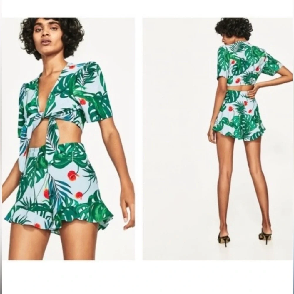 Zara | Tropical Leaf 2-piece Set - XS - Picture 4 of 6